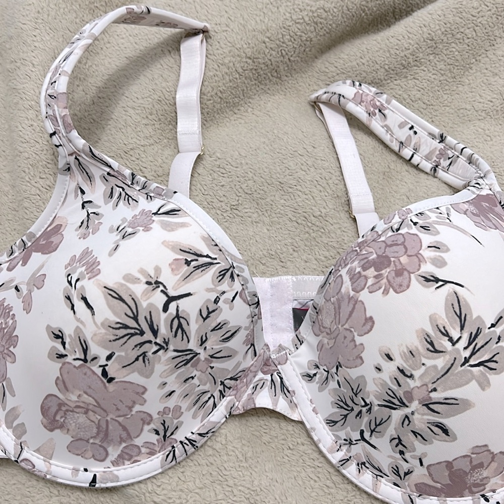Vince Camuto Floral Print Bra - White and Pink